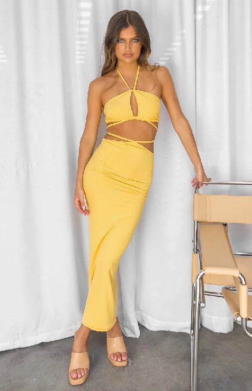 Tiered sundress-Whatever Your Mood Yellow Midi Dress