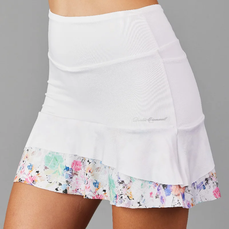 Flowy skirt in grey-Amethyst Long Skort (embossed white/print)