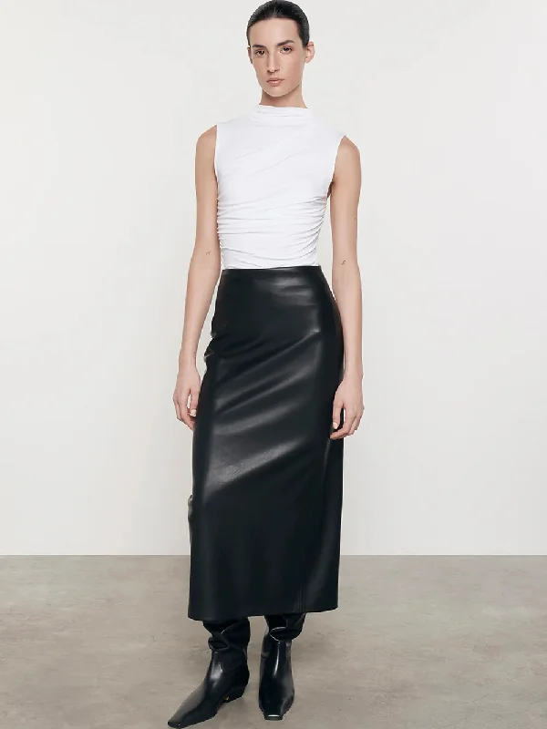 Tiered skirt in pink-Ankle Length Leather Skirt