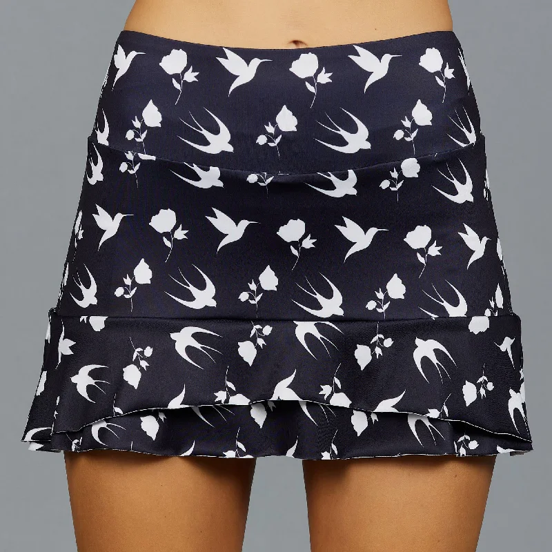 Ruffled maxi skirt-Bird Short Print Skort