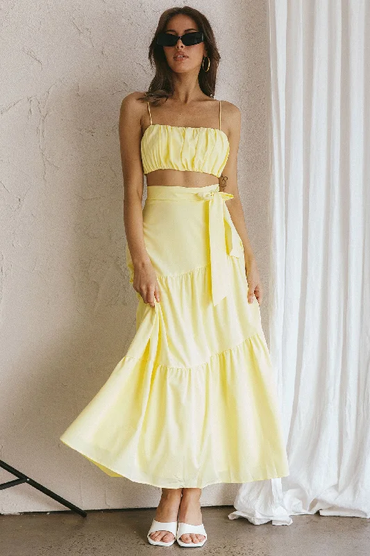 Tulle skirt in pink-Bondi Waist Tie Maxi Skirt Lemon