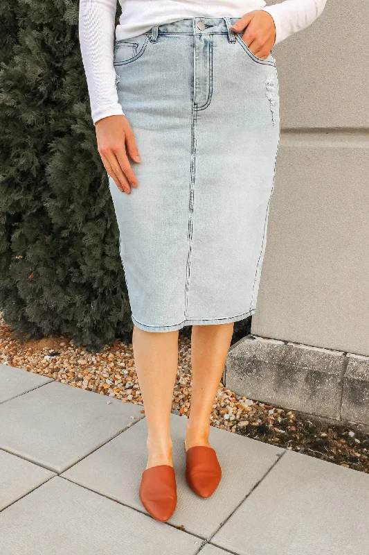 Cargo midi skirt-Cali Distressed Denim Skirt