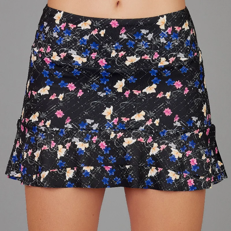 Red skirt in silk-Dahlia Short Print Skort