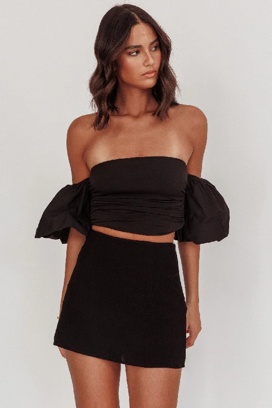 Asymmetrical maxi skirt-Daily Love Fitted Mini Skirt Black