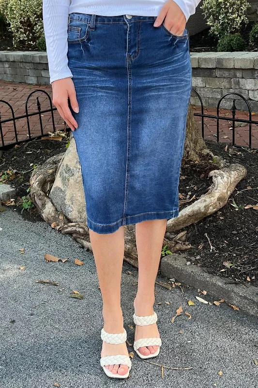 Leather mini skirt-Emily Indigo Denim Skirt