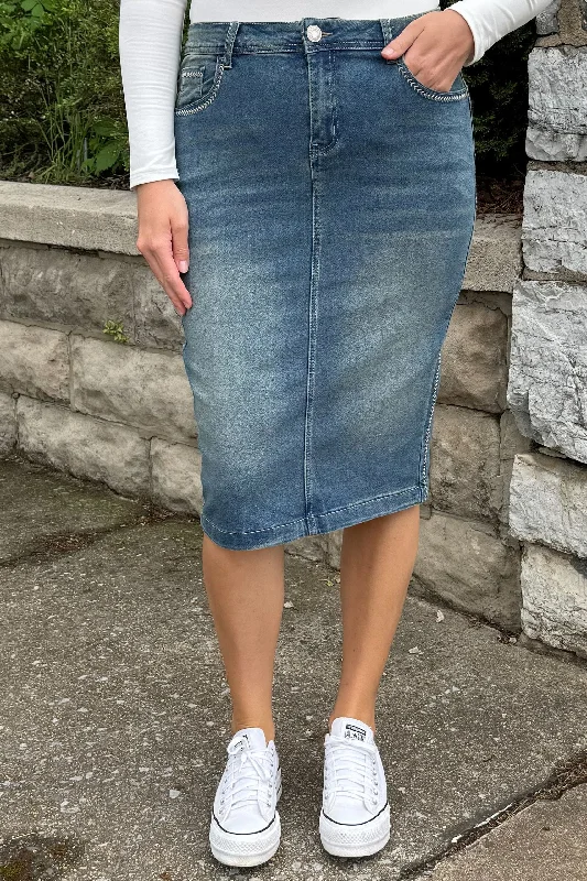 Flowy beach skirt-Emma Midi Denim Skirt (Vintage)