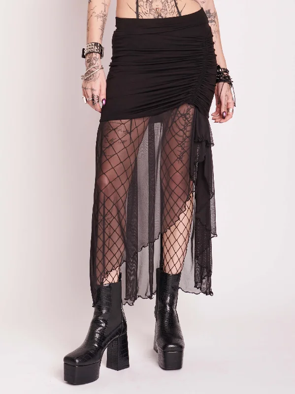 High-low skirt in grey-Festival Mesh Skirt