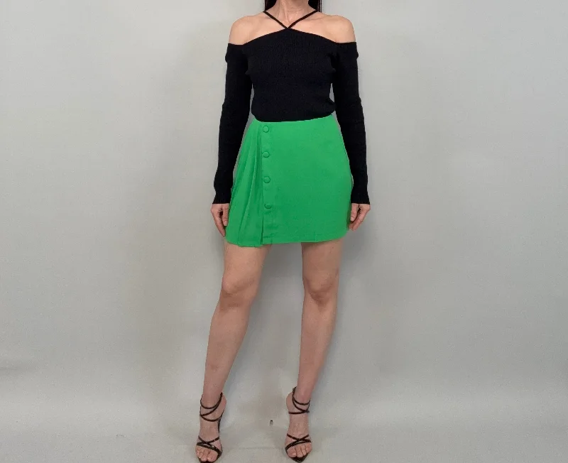 Silk skirt in green-Joyce Short Skirt