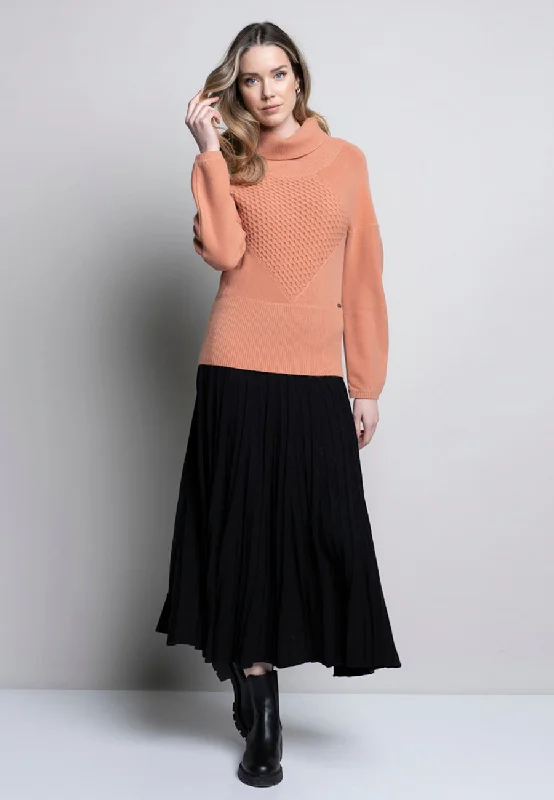 Button-down skirt in pink-Knitted Flared Skirt