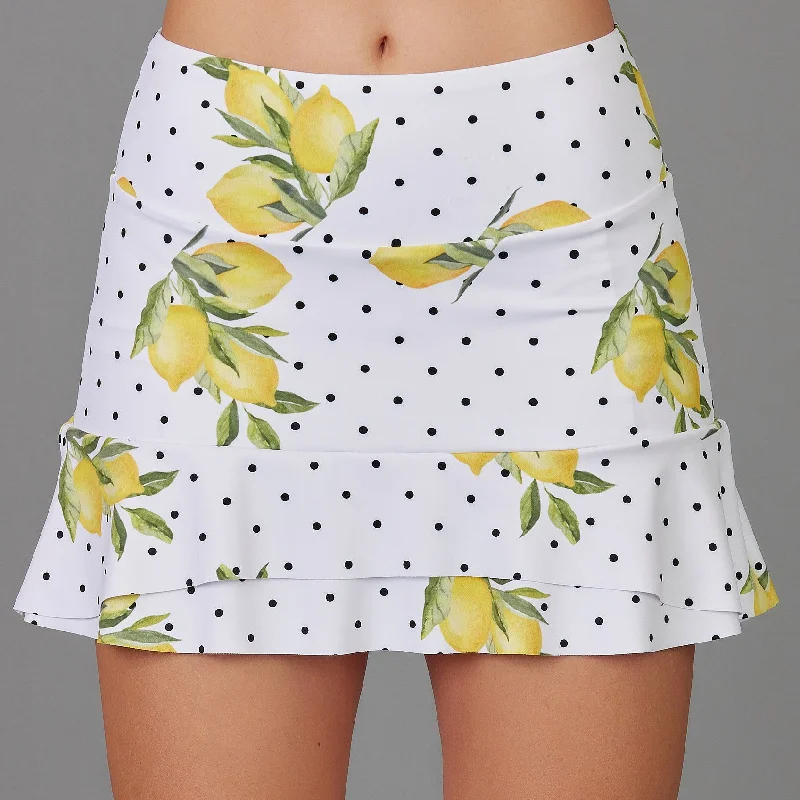 Button-down skirt in grey-Lemons Short Skort (print)