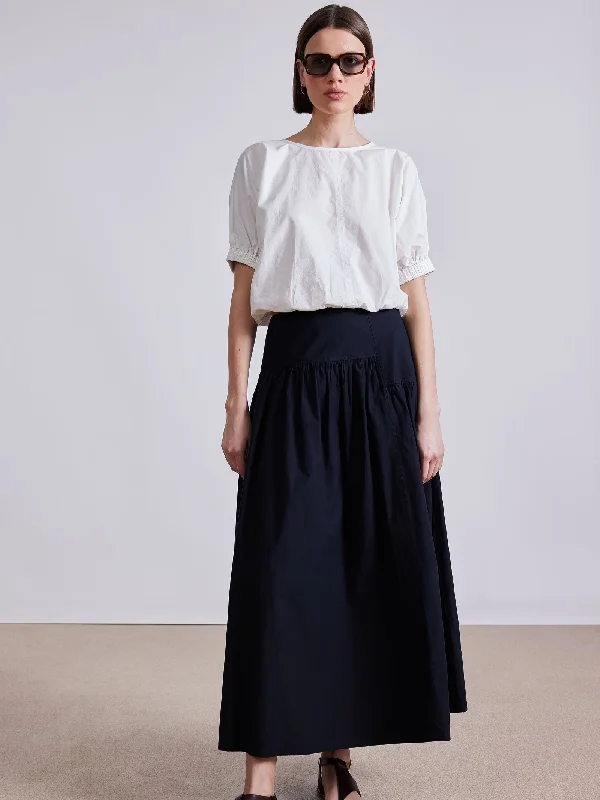 Maxi skirt with ruffles-Nora Asymmetric Maxi