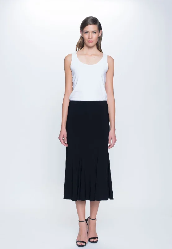 Silk skirt in navy-Pull-On Flare Skirt