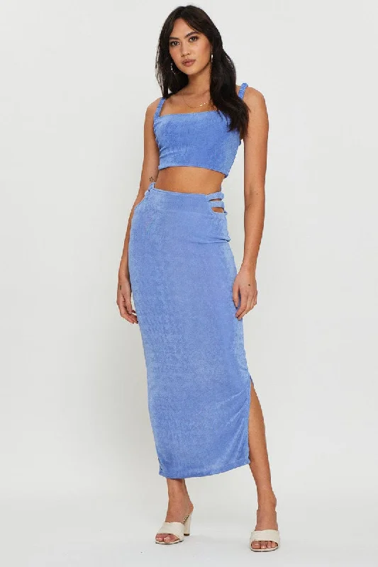 White lace skirt-Purple Maxi Skirt Side Split