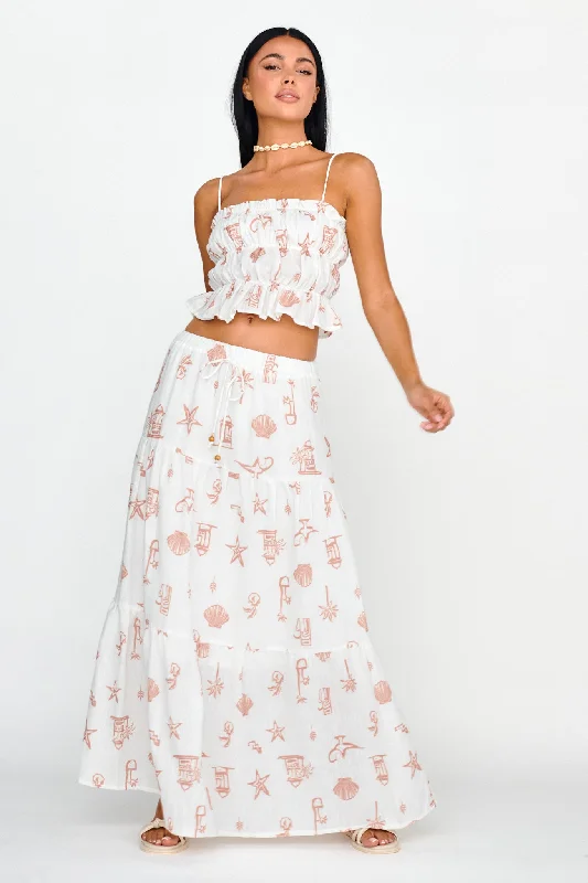 Black denim skirt-South Bay Maxi Skirt Print Mocha