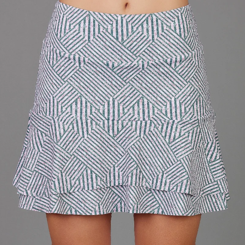 Pencil skirt in yellow-Stripes Long Skort (geo print)