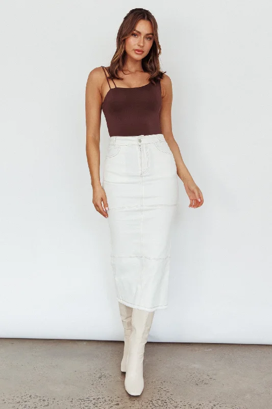 Mini skirt in brown-Thalia Pocket Midi Skirt White